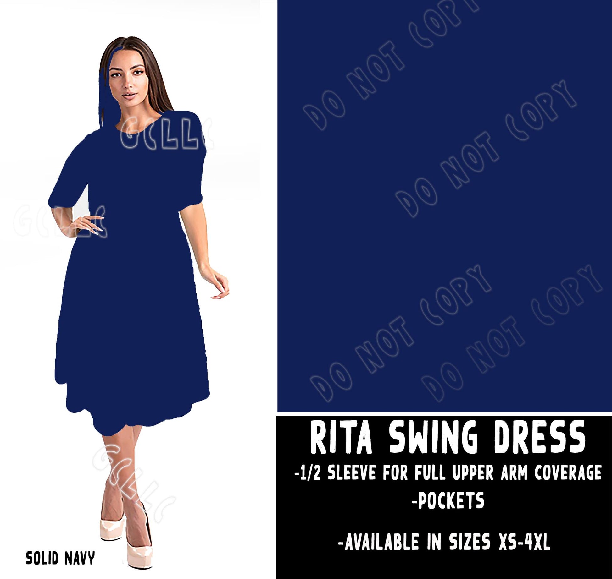 RITA SWING DRESS RUN-NAVY - Like A Duchess