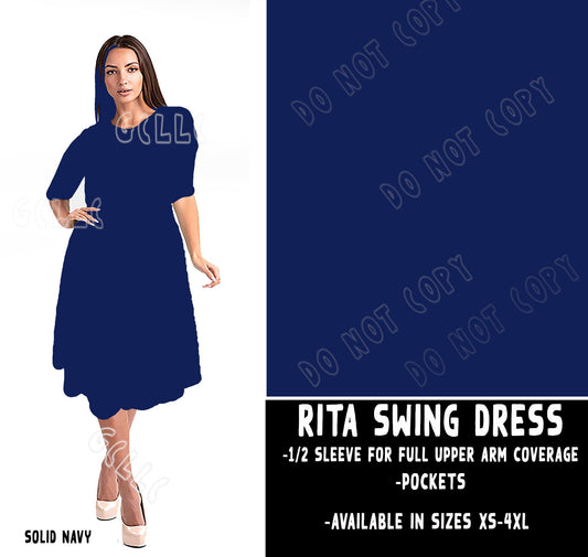 RITA SWING DRESS RUN-NAVY - Like A Duchess