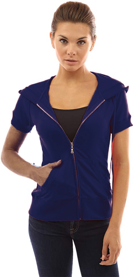 LC RUN- NAVY SHORT SLEEVE HOODED JACKET - Like A Duchess