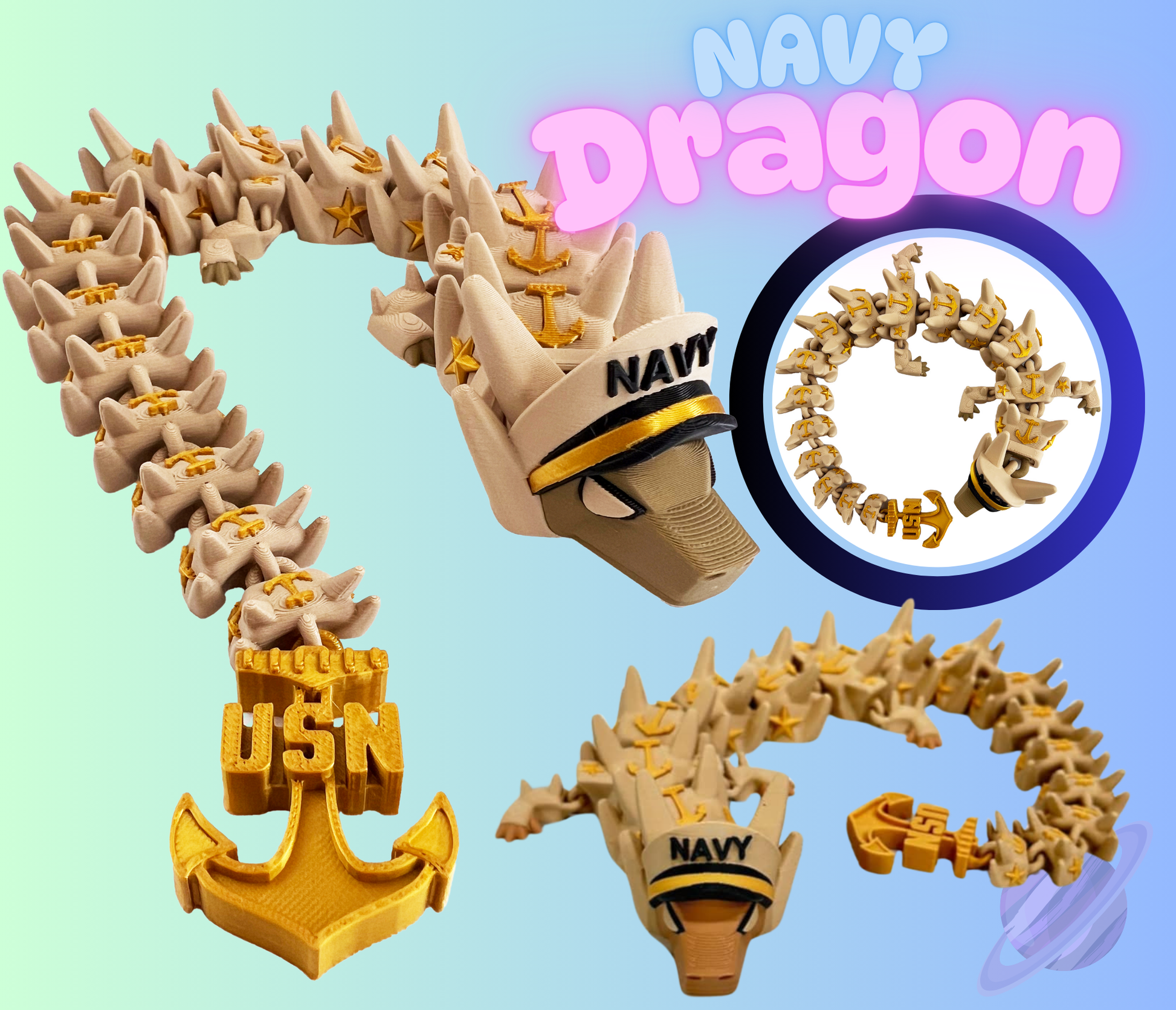 3D PRINTED NAVY DRAGON - Like A Duchess