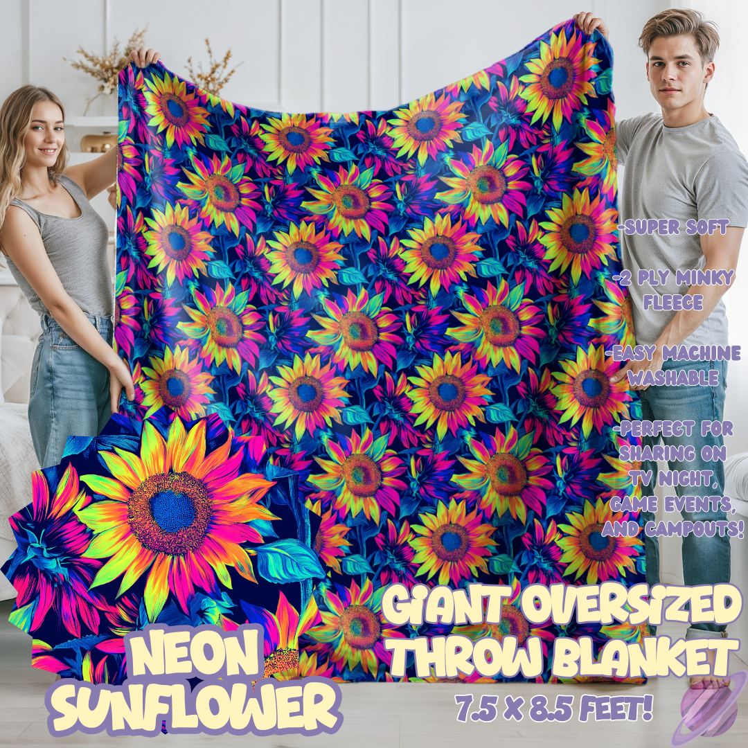 NEON SUNFLOWER- OVERSIZED THROW BLANKET - Like A Duchess
