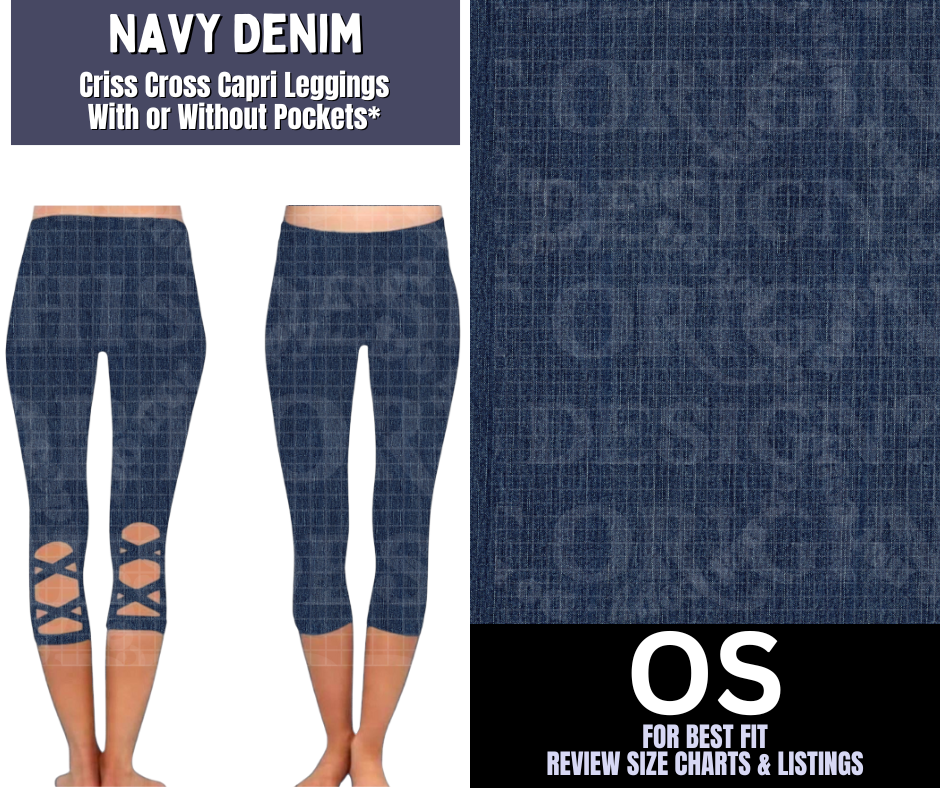 Navy Denim Criss Cross Capri w/ Pockets - Like A Duchess