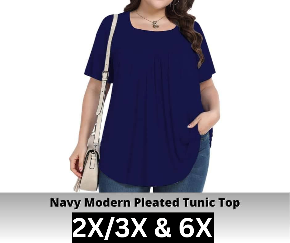 Navy Pleated Tunic Top - Like A Duchess