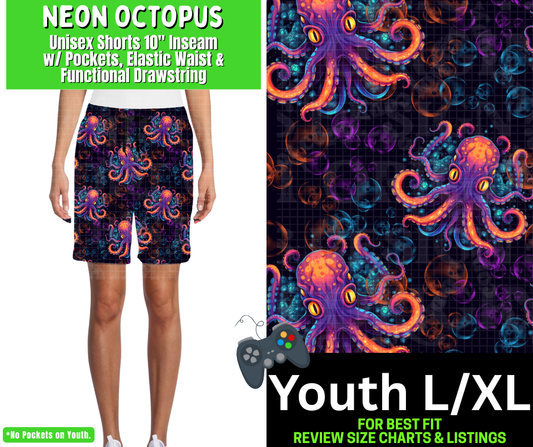Neon Octopus Unisex Shorts - Like A Duchess