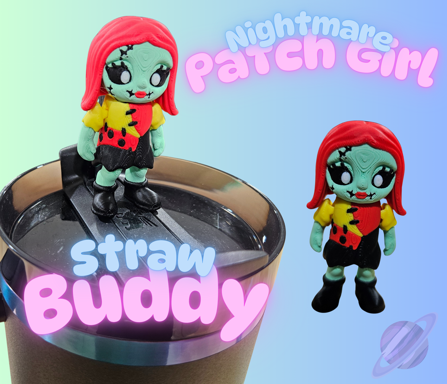 NIGHTMARE PATCH GIRL-3D PRINTED STRAW BUDDY - Like A Duchess
