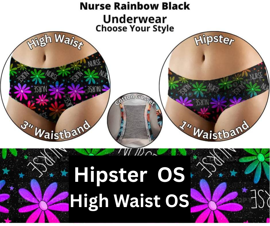 Nurse Rainbow Black Waist Underwear - Like A Duchess