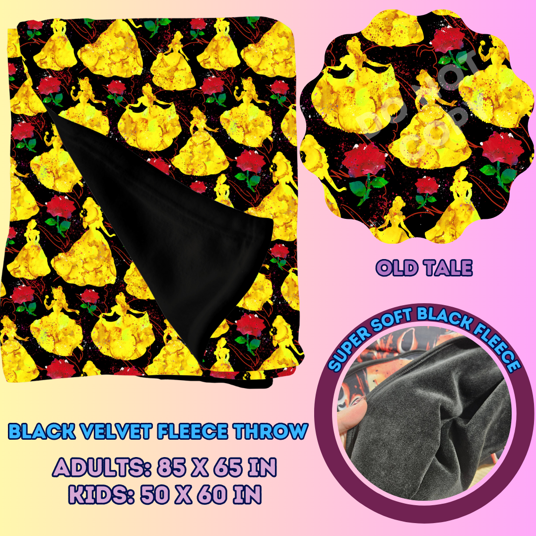 OLD TALE- SOFT BLACK FLEECE THROW BLANKET