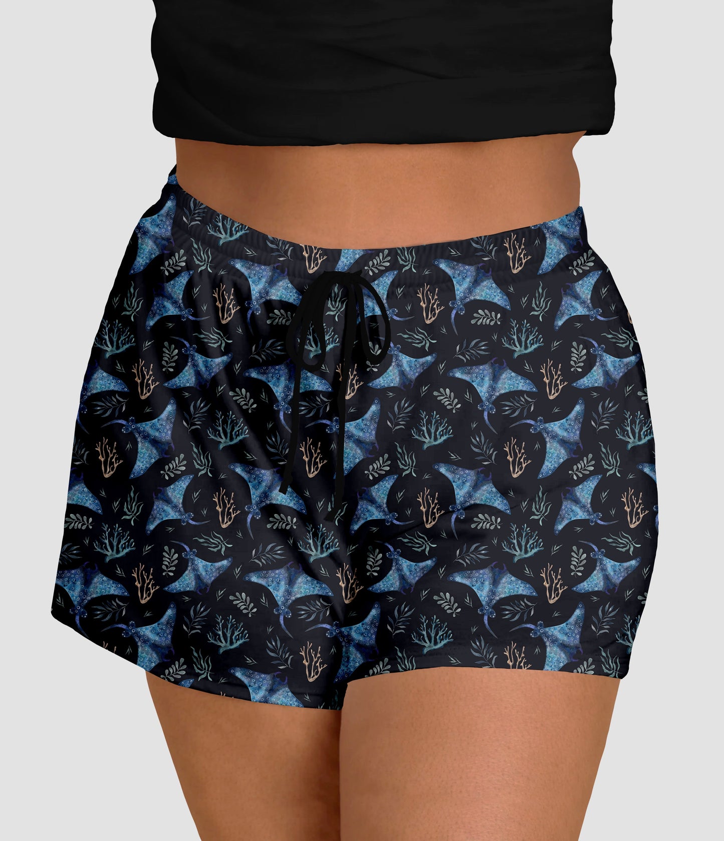 RTS - Ocean Night Stingrays Jogger Shorts with Pockets - Like A Duchess