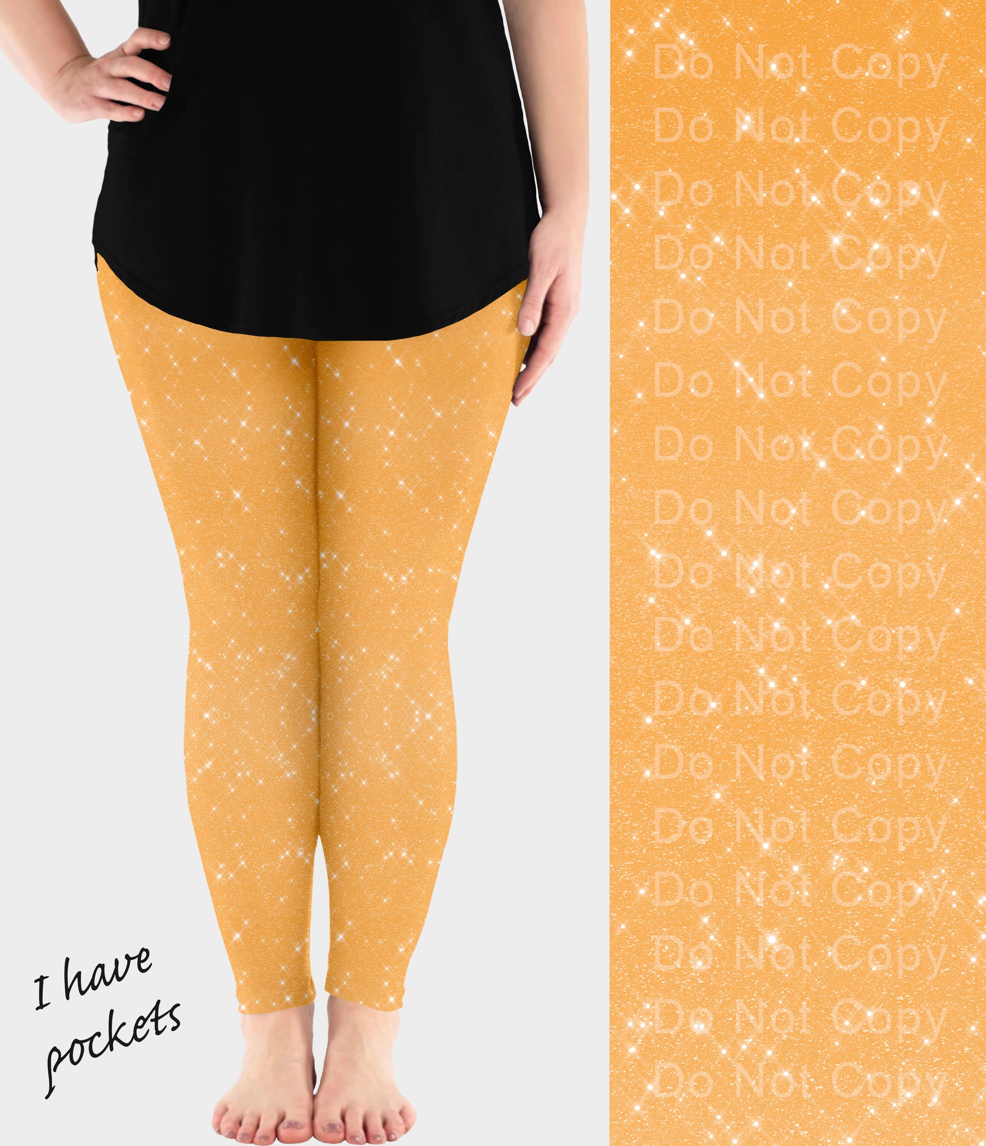 RTS - Orange Sparkle Leggings w/ Pockets - Like A Duchess