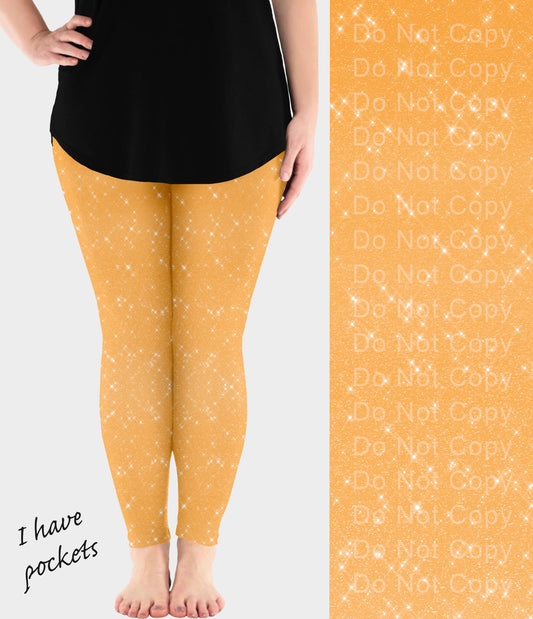 RTS - Orange Sparkle Leggings w/ Pockets - Like A Duchess