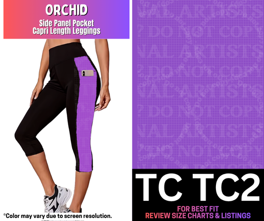 Orchid Side Panel Pocket Capri Length Leggings - Like A Duchess