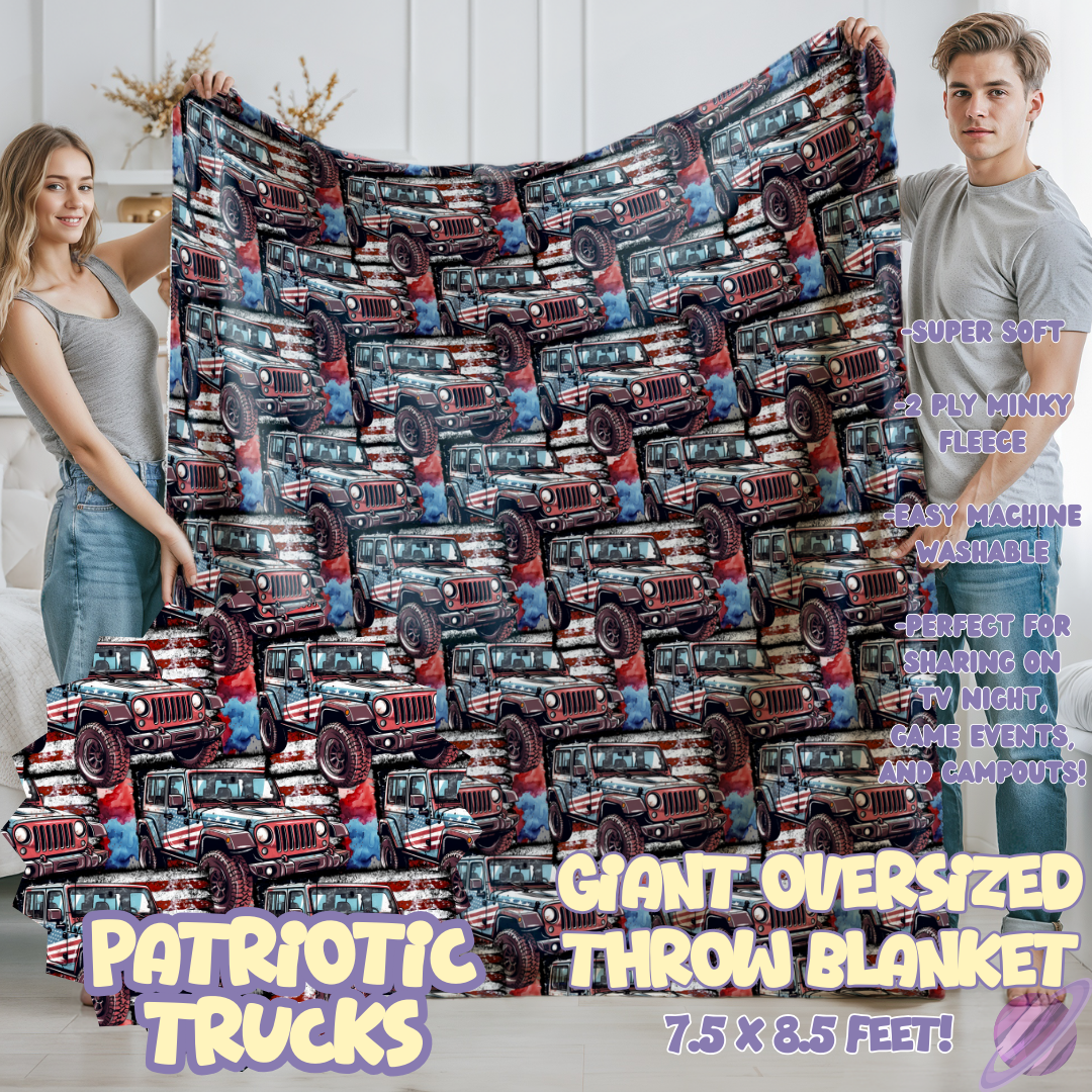 PATRIOTIC TRUCKS- OVERSIZED THROW BLANKET - Like A Duchess