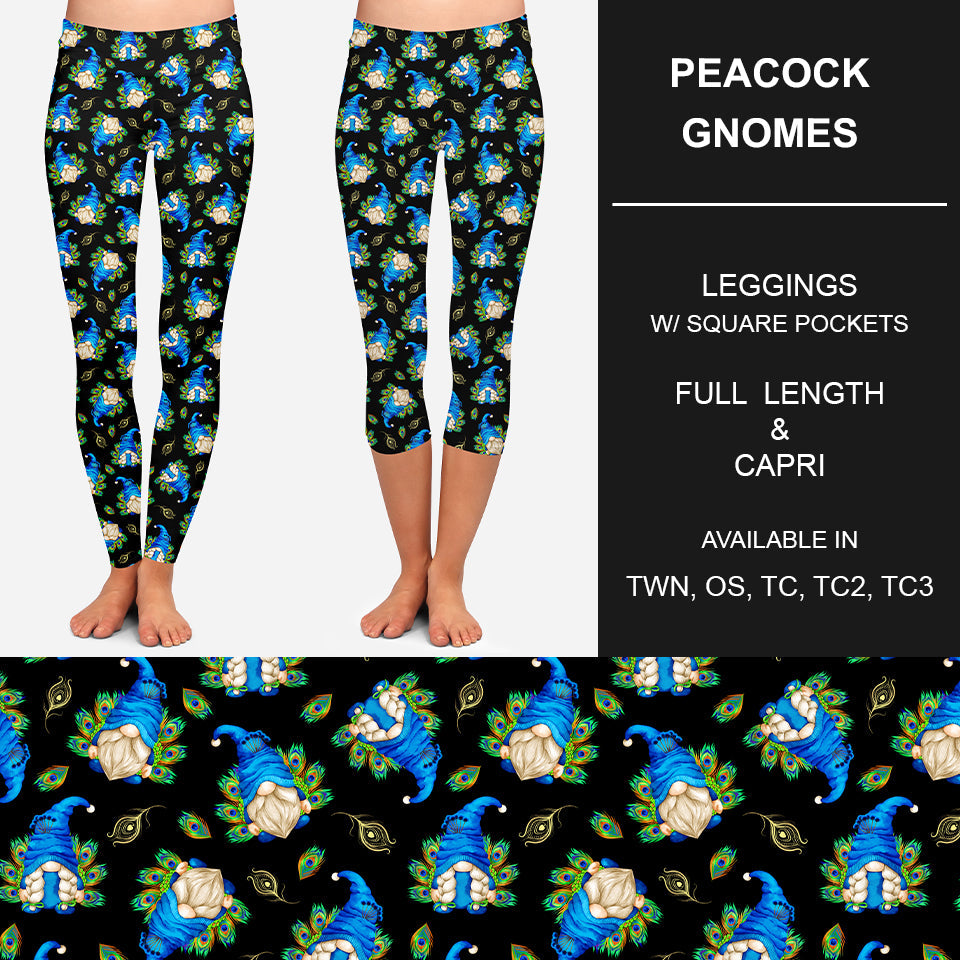 RTS - Peacock Gnomes Leggings w/ Pockets - Like A Duchess