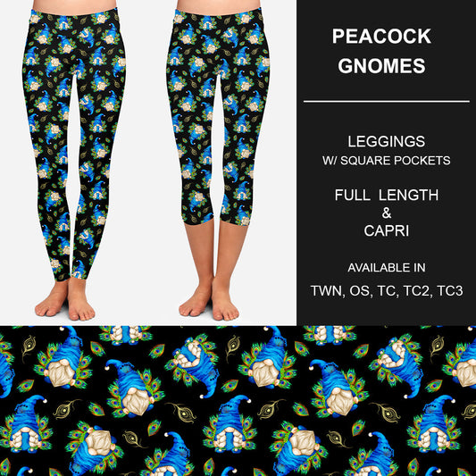 RTS - Peacock Gnomes Leggings w/ Pockets - Like A Duchess