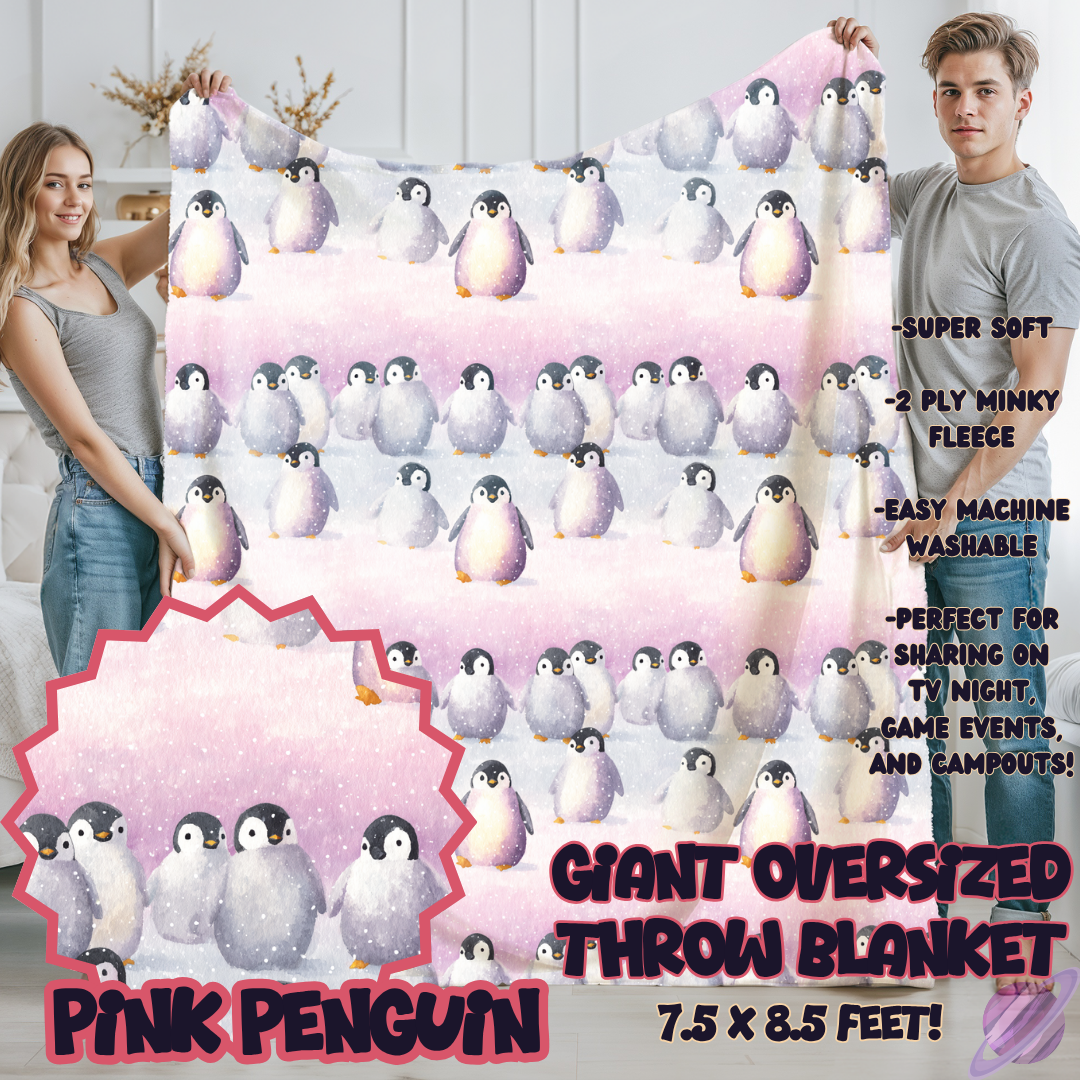 PINK PENGUIN- OVERSIZED THROW BLANKET - Like A Duchess