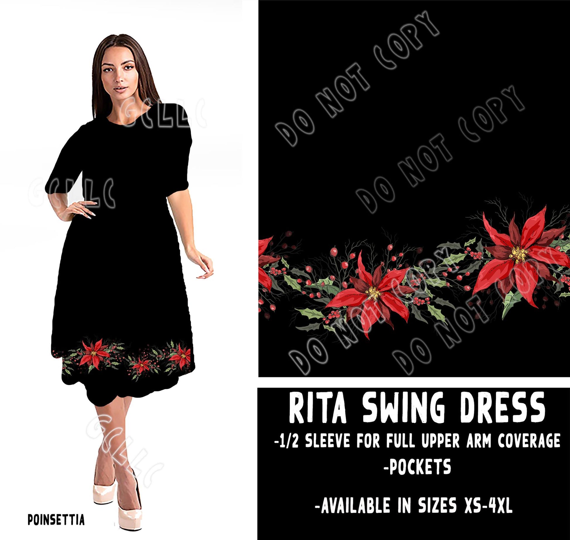 RITA SWING DRESS RUN-POINSETTIA - Like A Duchess