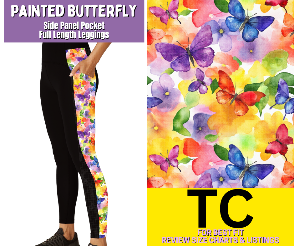 Painted Butterfly Side Panel Pocket Full Length Leggings - Like A Duchess