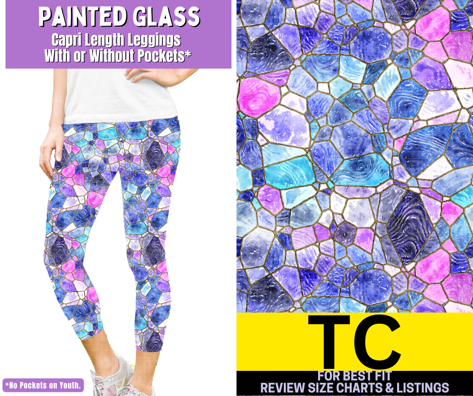 Painted Glass Capri Length Leggings w/ Pockets - Like A Duchess