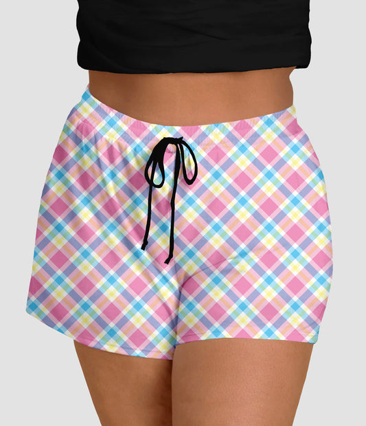 RTS - Pastel Plaid Jogger Shorts - Like A Duchess