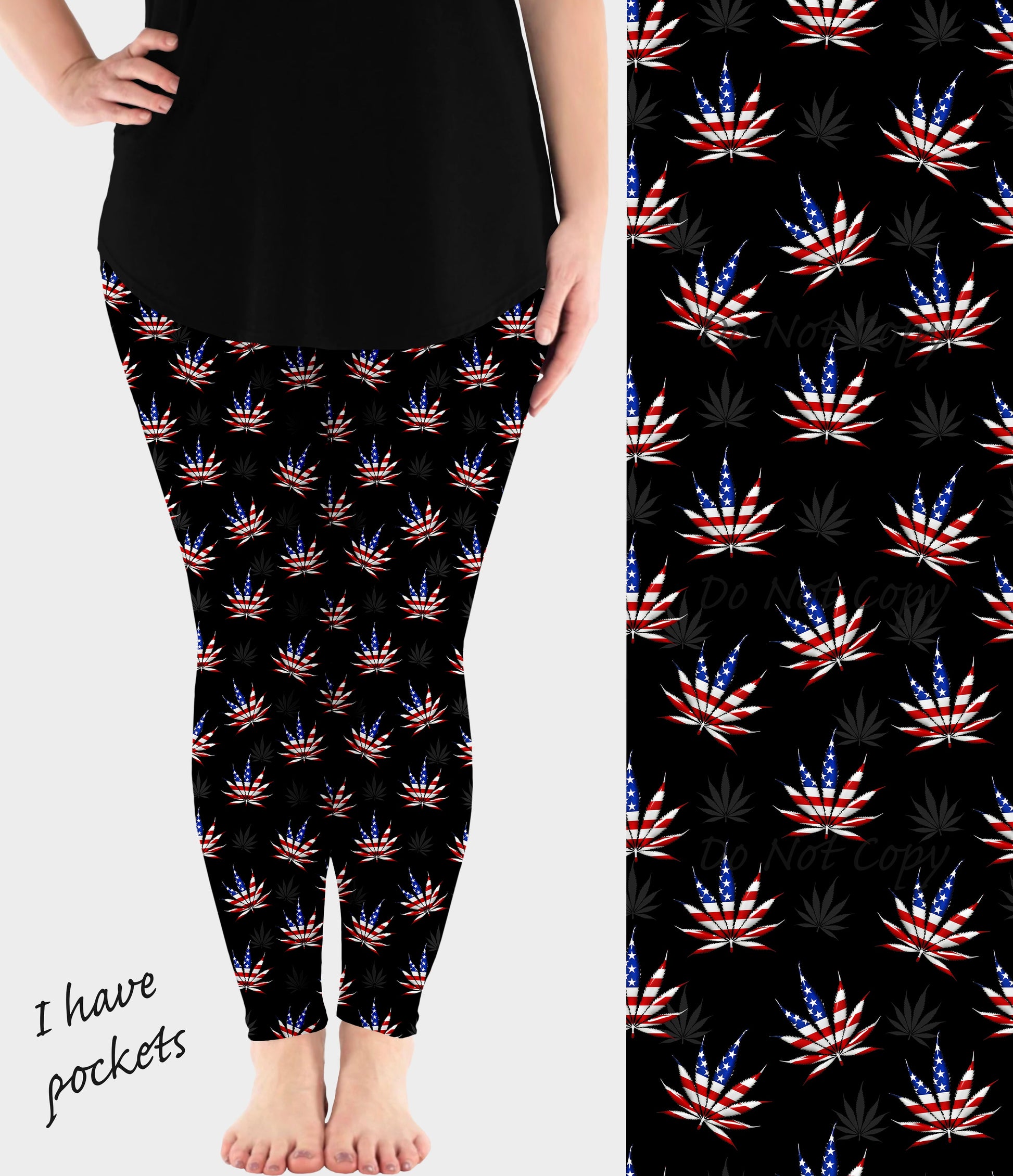 RTS - Patriotic Leaves Leggings w/ Pockets - Like A Duchess