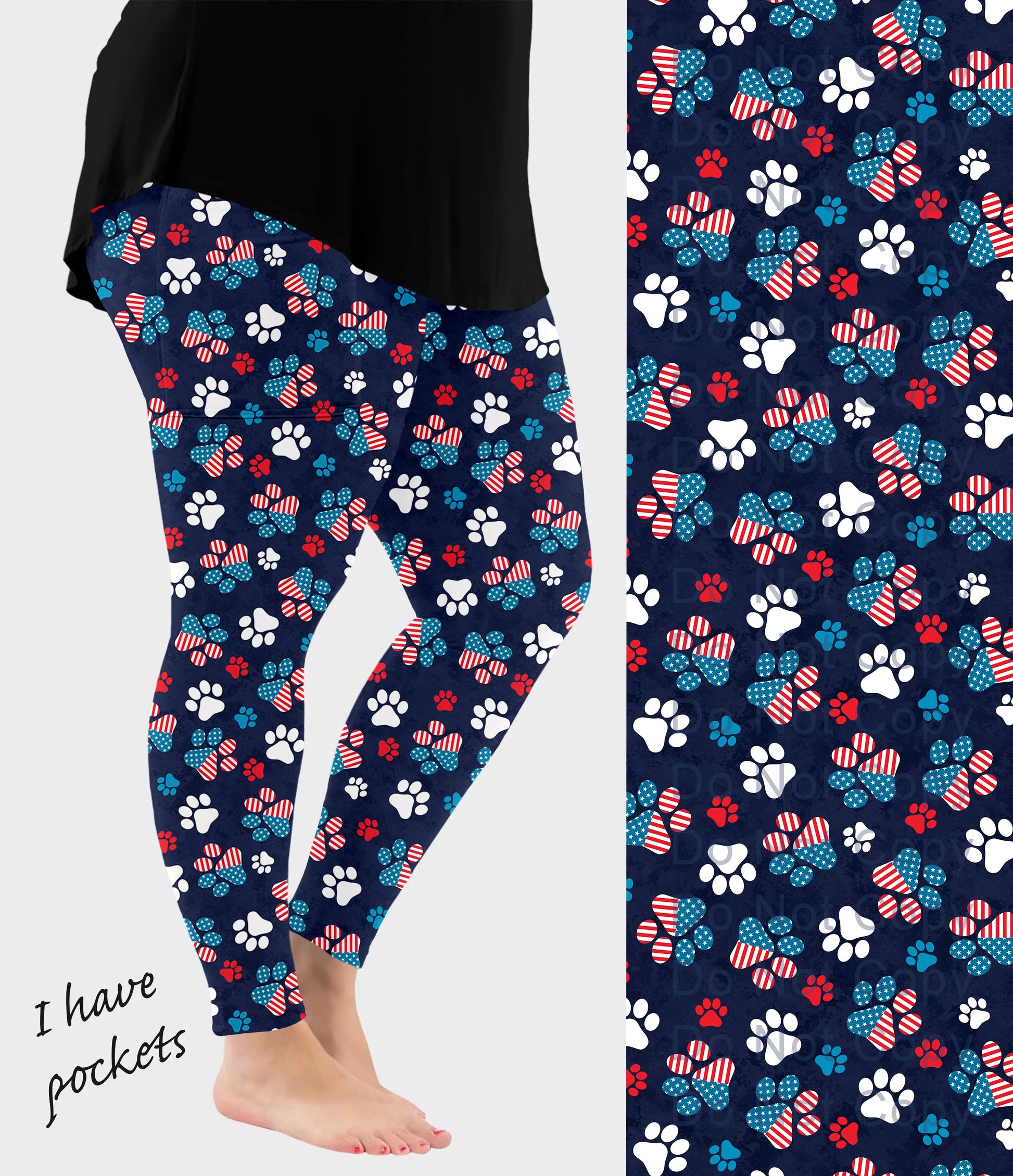 RTS - Patriotic Paws Leggings w/ Pockets - Like A Duchess