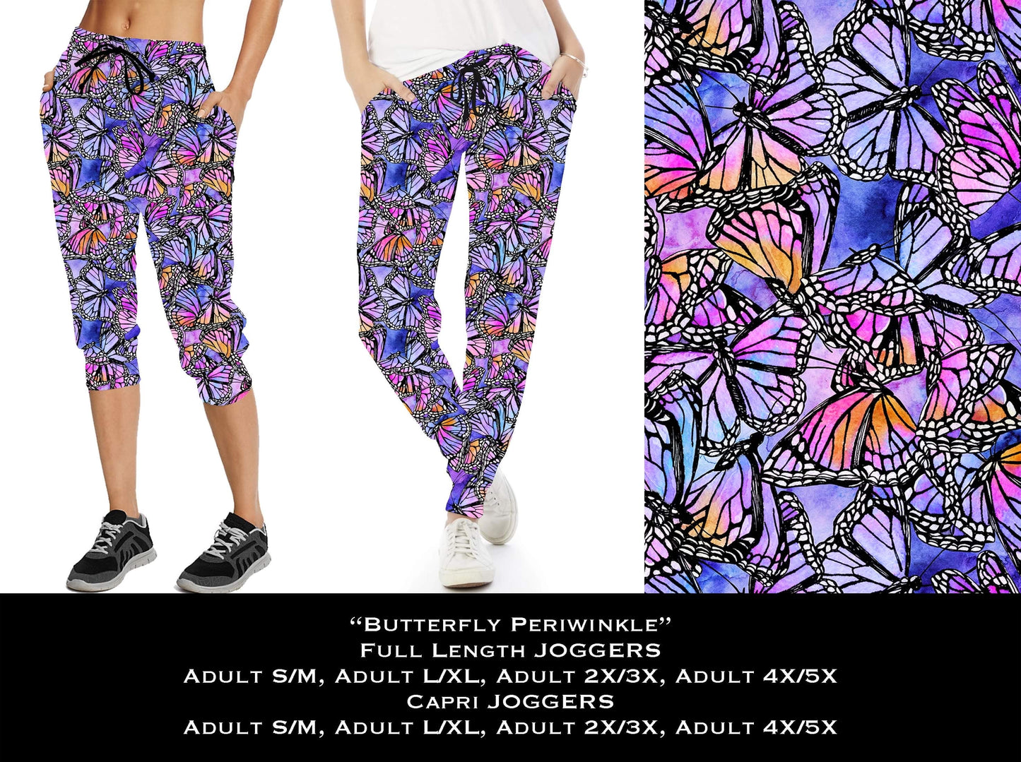 Butterfly Periwinkle - Capri Joggers - Like A Duchess