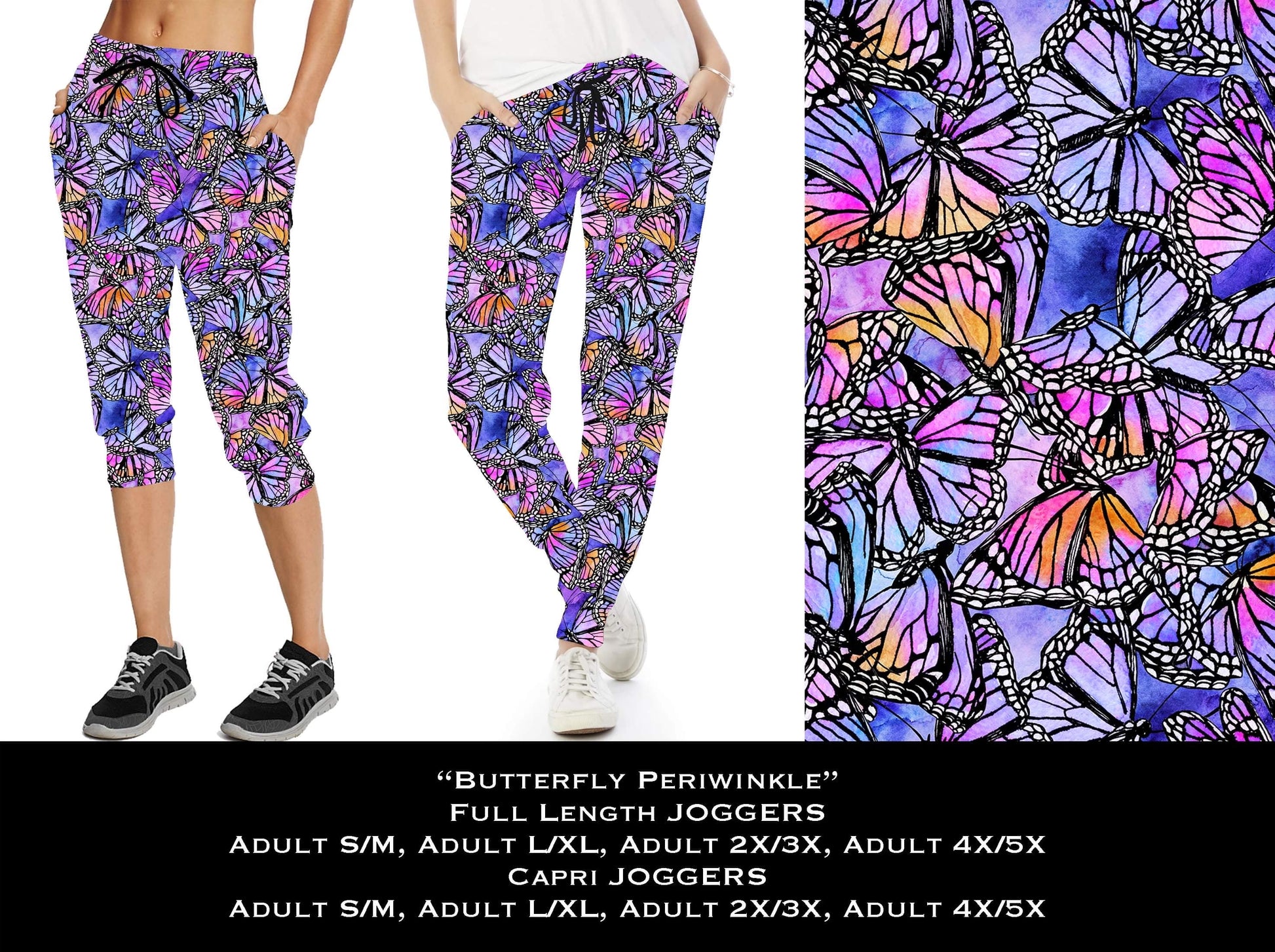 Butterfly Periwinkle - Capri Joggers - Like A Duchess