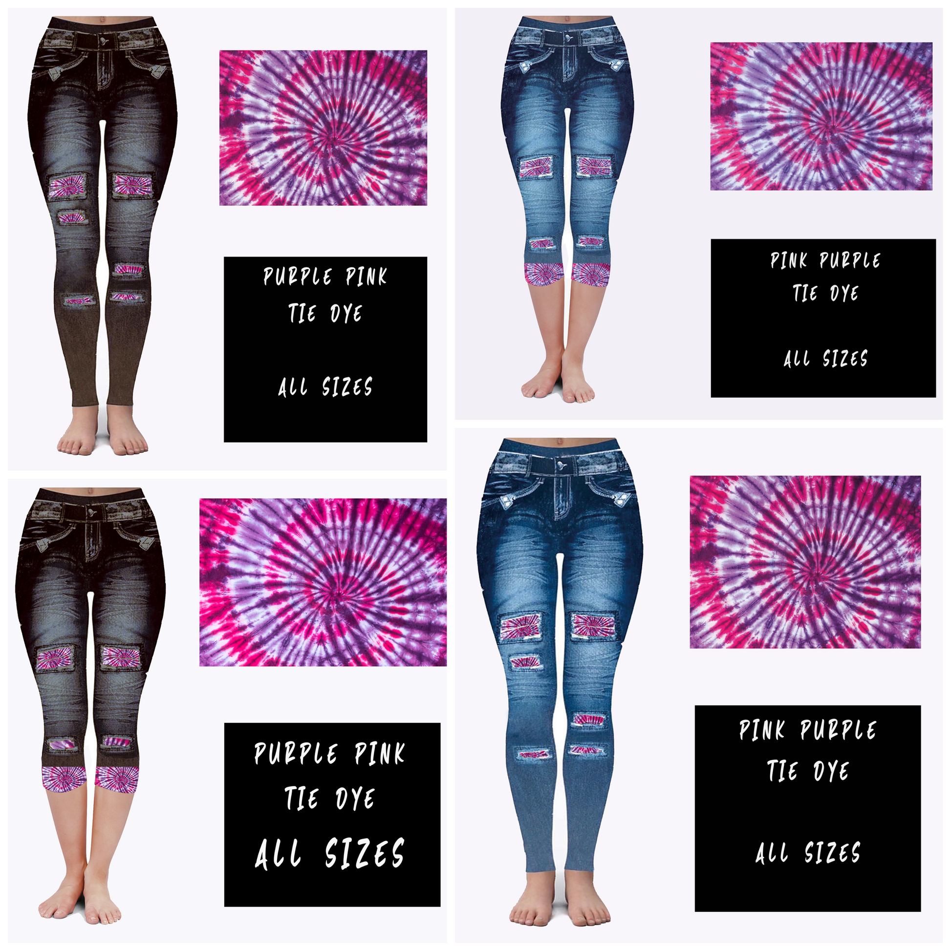 LEGGING JEAN RUN-PINK PURPLE TIE DYE (ACTIVE BACK POCKETS) - Like A Duchess