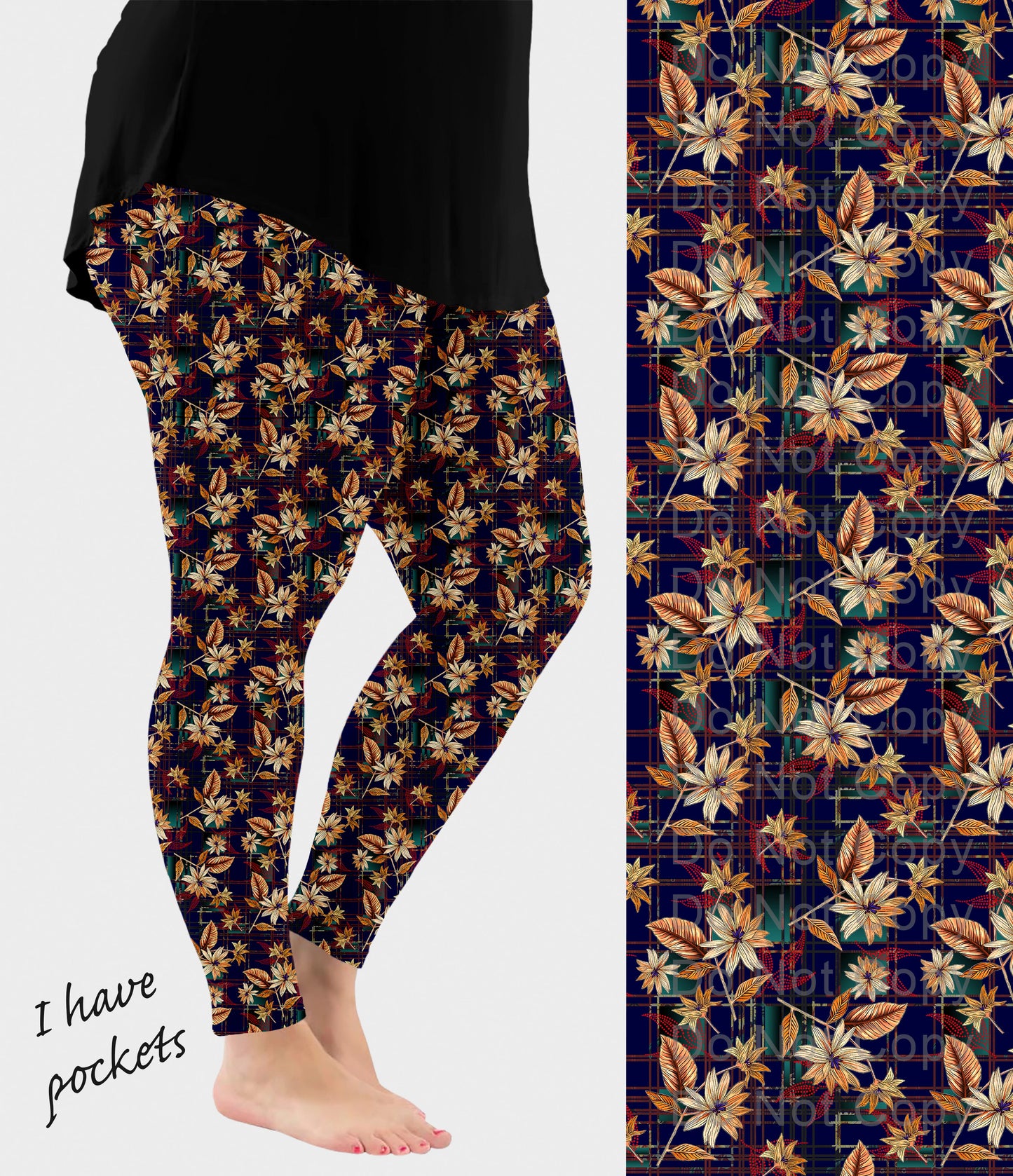 RTS - Plaid Leaves Leggings w/ Pockets - Like A Duchess