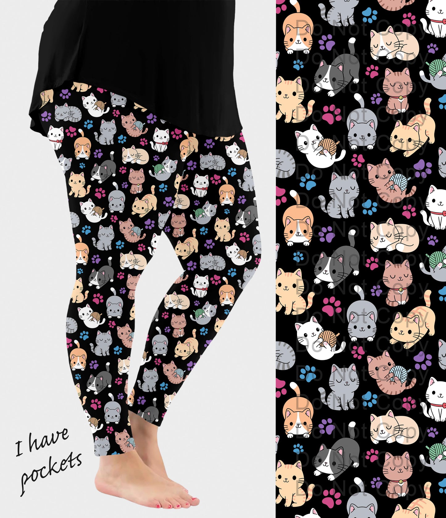 RTS - Playful Kittens 2.0 Leggings w/ Pockets - Like A Duchess