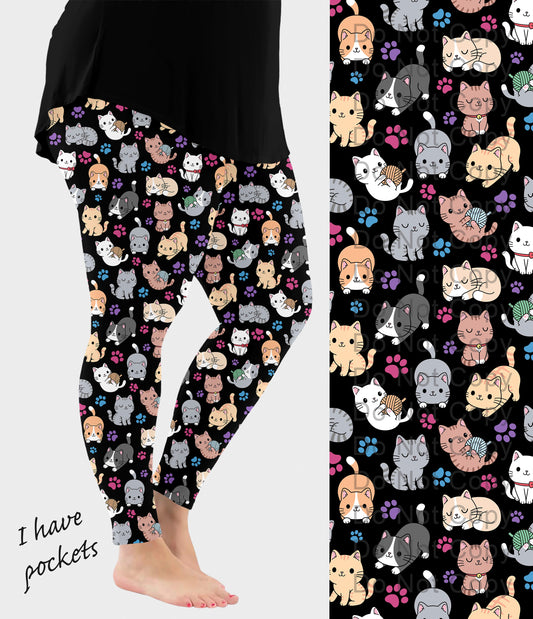 RTS - Playful Kittens 2.0 Leggings w/ Pockets - Like A Duchess