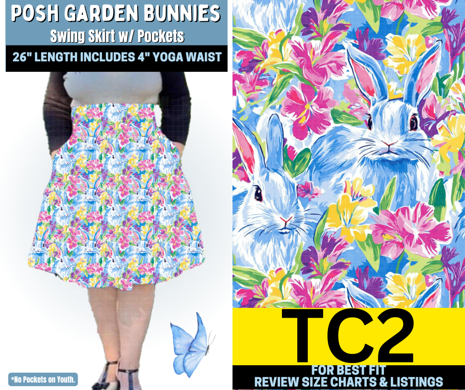 Posh Garden Bunnies Swing Skirt - Like A Duchess