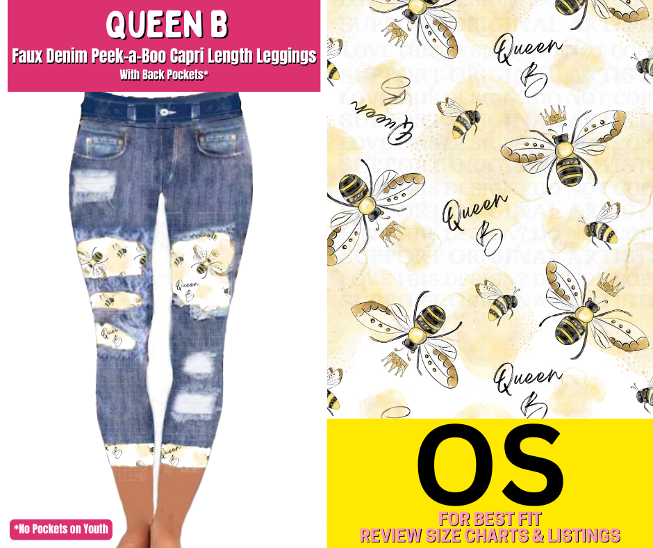 Queen B Capri Faux Denim Peekaboo - Like A Duchess