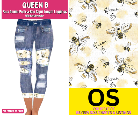 Queen B Capri Faux Denim Peekaboo - Like A Duchess