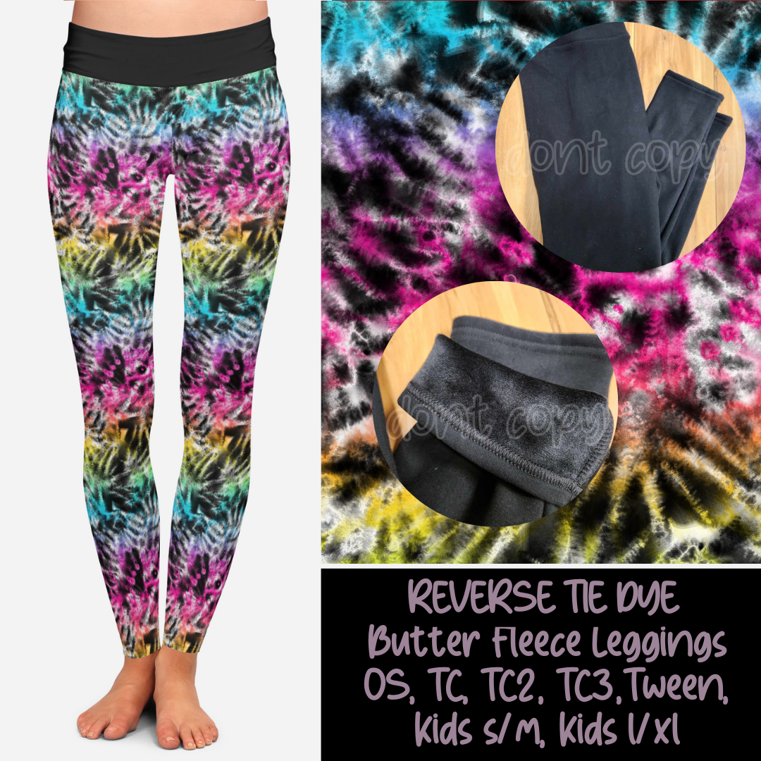 REVERSE TIE DYE - BUTTER FLEECE LINED LEGGINGS - Like A Duchess