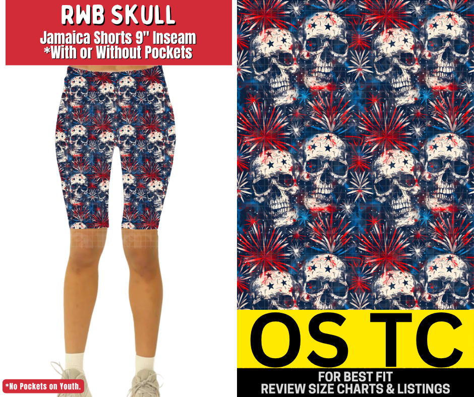 RWB Skull Jamaica Shorts w/ Pockets
