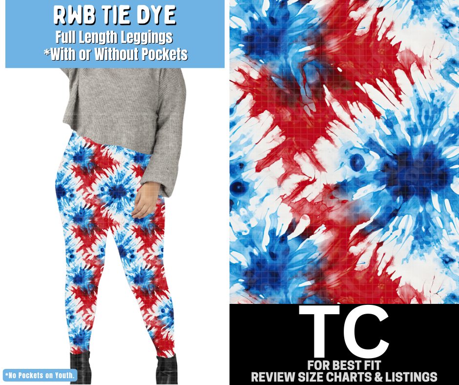 RWB Tie Dye Full Length Leggings w/ Pockets - Like A Duchess