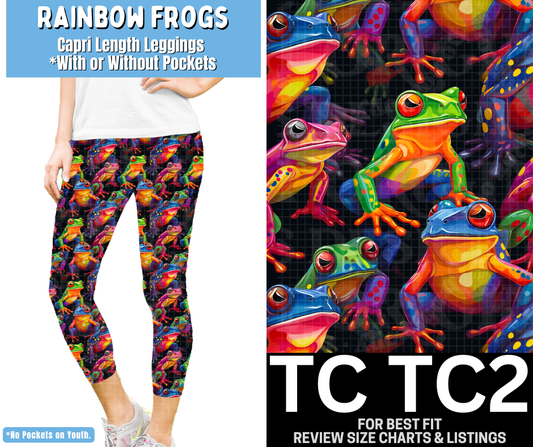Rainbow Frogs Capri Length Leggings w/ Pockets - Like A Duchess