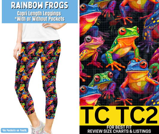Rainbow Frogs Capri Length Leggings w/ Pockets - Like A Duchess
