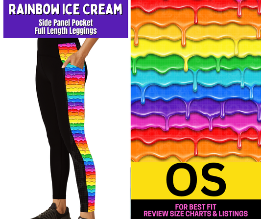Rainbow Ice Cream Side Panel Pocket Full Length Leggings - Like A Duchess