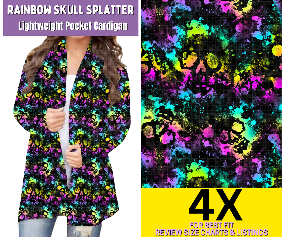 Rainbow Skull Splatter Pocket Cardigan - Like A Duchess