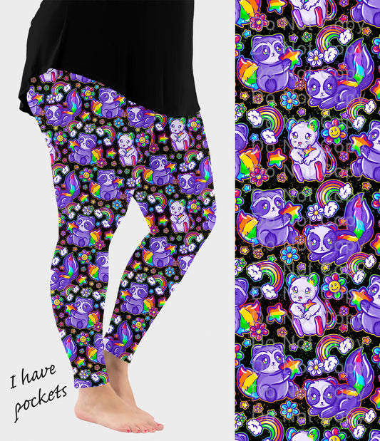 RTS - Rainbow Critters Leggings w/ Pockets - Like A Duchess