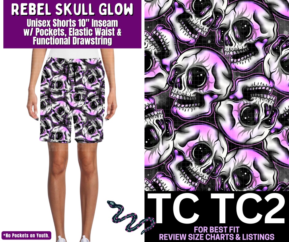 Rebel Skull Glow Unisex Shorts - Like A Duchess