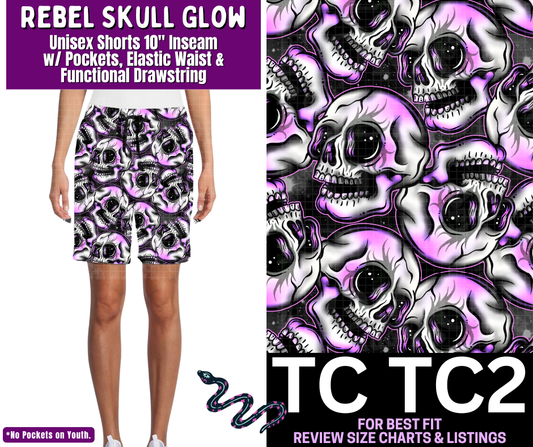 Rebel Skull Glow Unisex Shorts - Like A Duchess