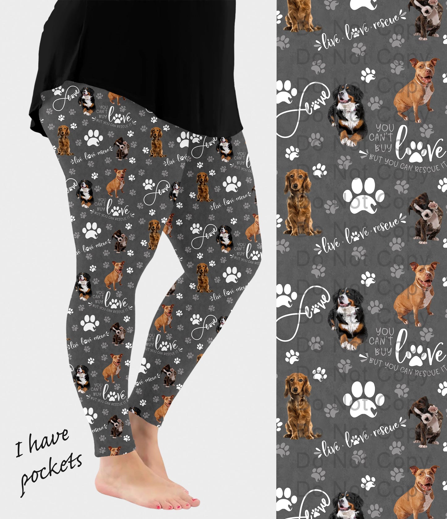 RTS - Rescue Dogs Leggings w/ Pockets - Like A Duchess
