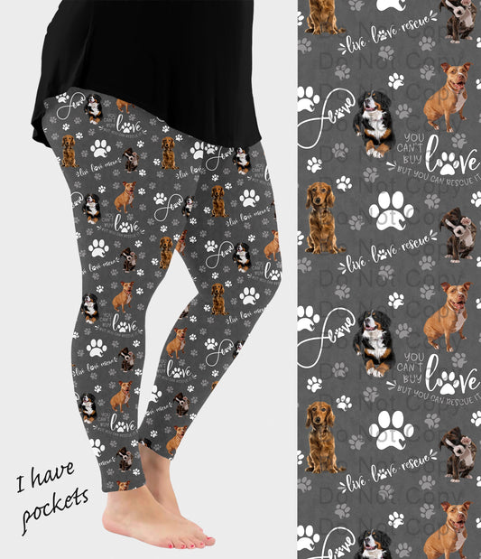 RTS - Rescue Dogs Leggings w/ Pockets - Like A Duchess