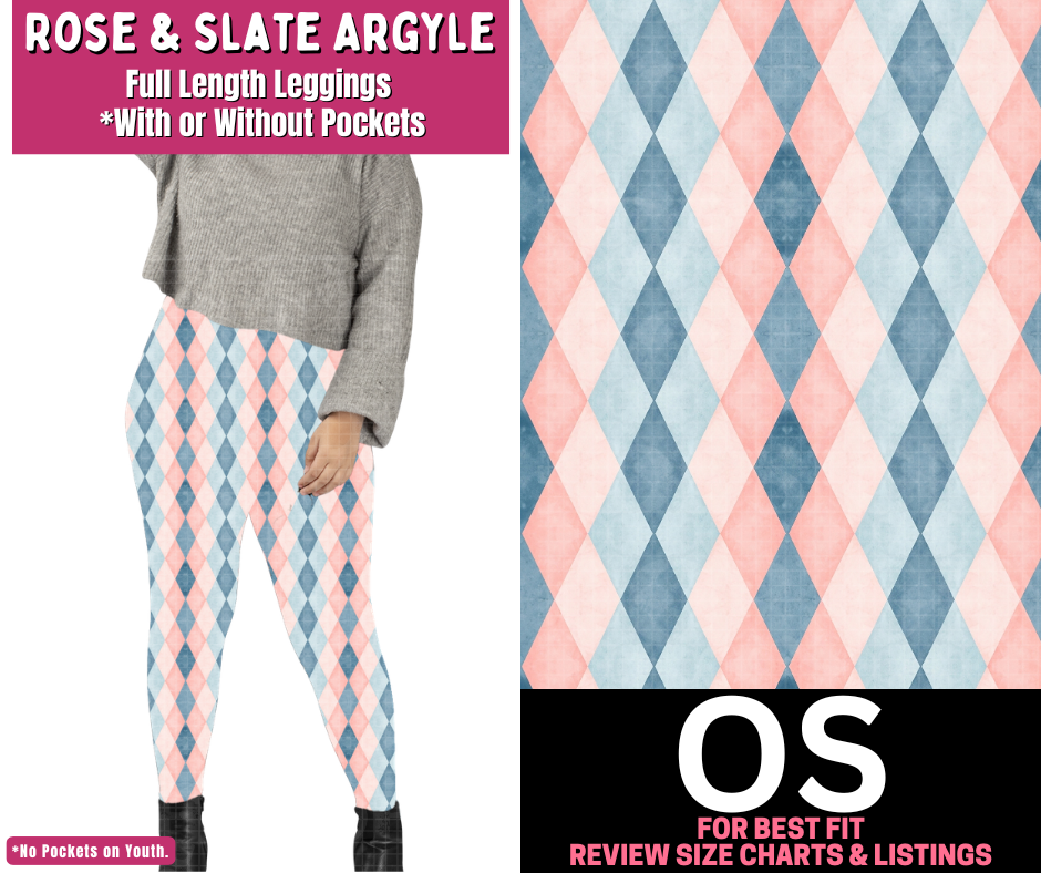 Rose & Slate Argyle Full Length Leggings w/ Pockets - Like A Duchess