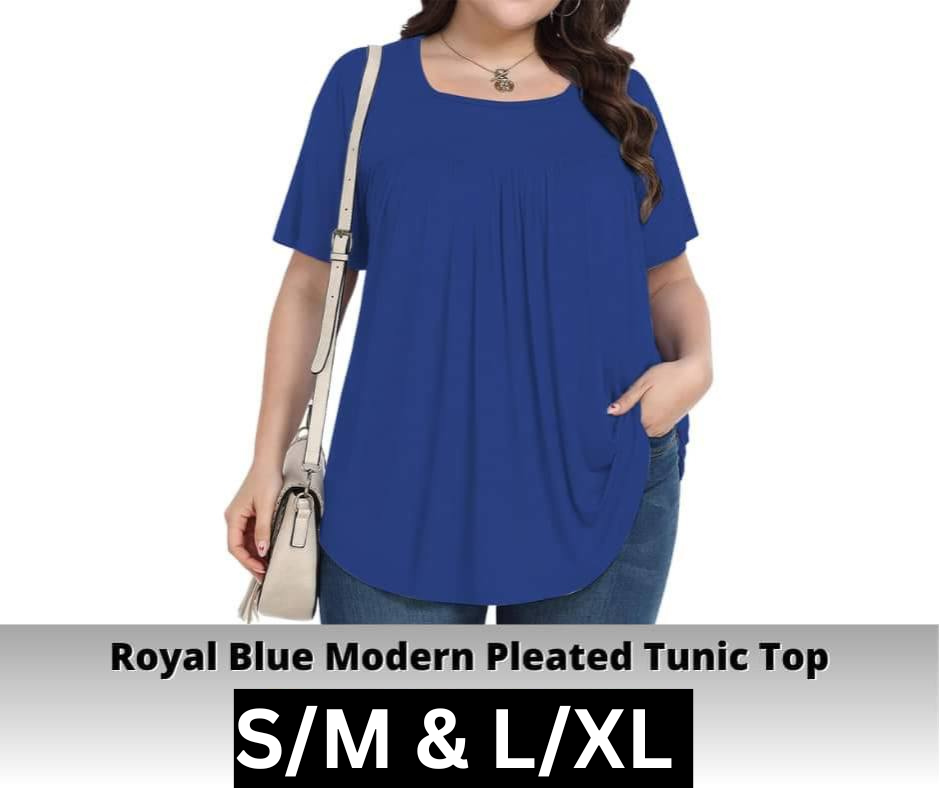 Royal Blue Pleated Tunic Top - Like A Duchess