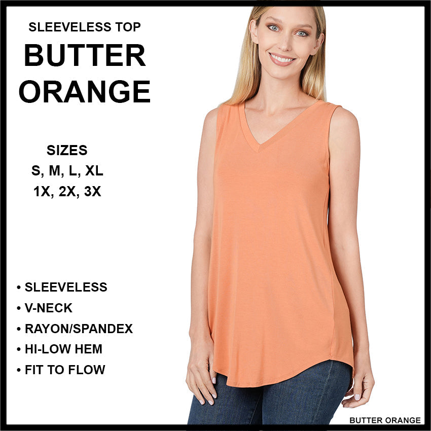 RTS - Sleeveless V-Neck Top - Butter Orange - Like A Duchess