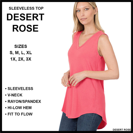 RTS - Sleeveless V-Neck Top - Desert Rose - Like A Duchess